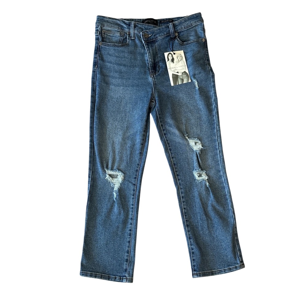KENDALL KYLIE Women's Denim High Rise Straight Leg Jeans Distressed Size 11 30